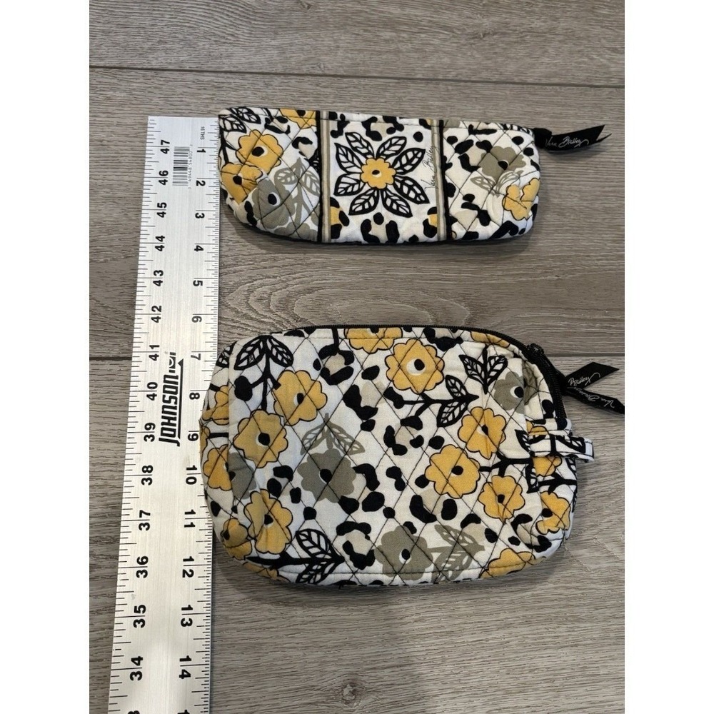 Vera Bradley Go Wild yellow floral leopard satchel tote shoulder bag Makeup Bag - Picture 8 of 9